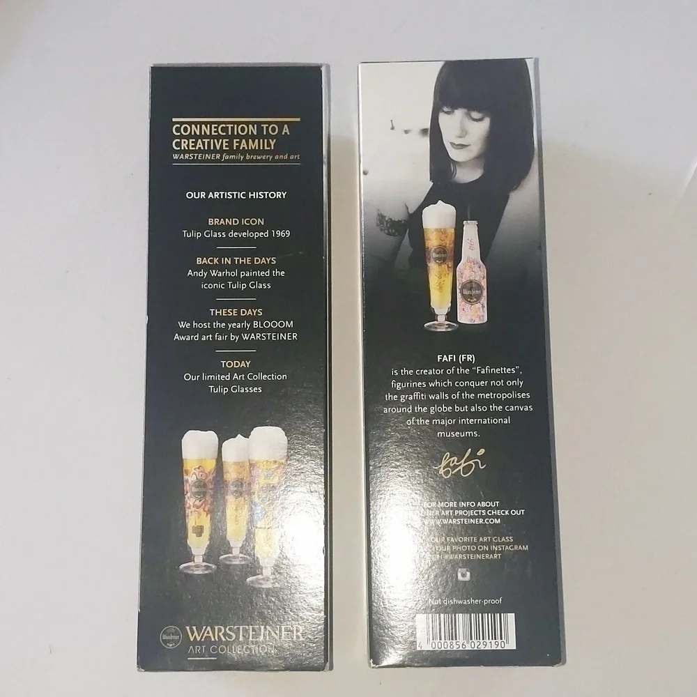 Warsteiner Art collection 2 Tall German Beer Tulip Glasses by Fafi. 2014